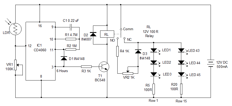 Mạch điều khiển đèn đường dùng IC 4060
